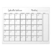 Personalisierter weißer und schwarzer Monatsplaner Notizblock (Vorderseite)