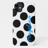 Personalisierter weißer und schwarzer Polka-Punkt Case-Mate iPhone Hülle (Rückseite)