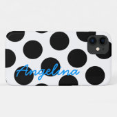 Personalisierter weißer und schwarzer Polka-Punkt Case-Mate iPhone Hülle (Rückseite (Horizontal))