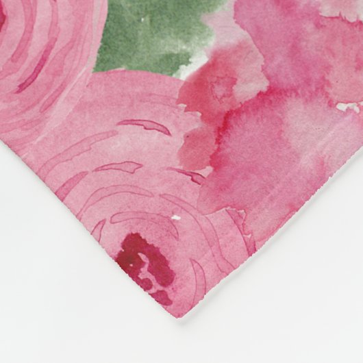 Personalisierter weißer Watercolor Blumendecke Fleecedecke (Ecke)