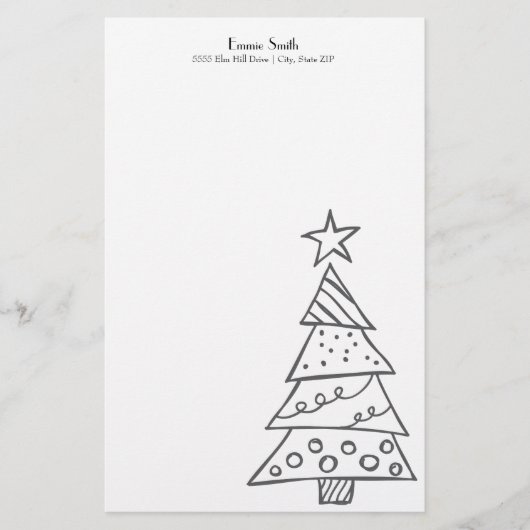Personalisierter weißer Weihnachtsbaum Briefpapier (Vorderseite)