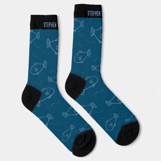 Personalisierter Weißfisch-Print mit dem Namen Oce Socken (Rechts)