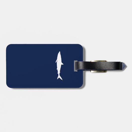personalisierter Weißhai Gepäckanhänger (Rückseite horizontal)