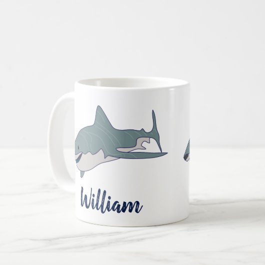 Personalisierter Weißhai Kaffeetasse (Vorderseite Links)