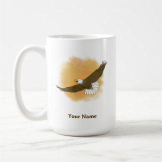 Personalisierter Weißkopfseeadler mit orangefarben Kaffeetasse