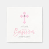 Personalisierter Weißrosa-MÄDCHEN-Cross-BAPTISM Serviette (Vorderseite)