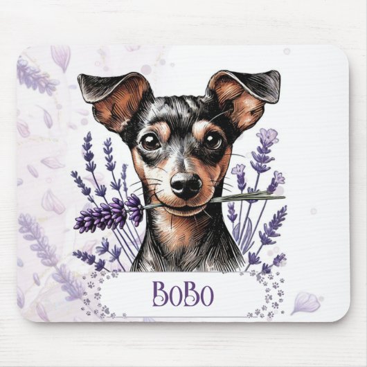 Personalisierter Welpe – Min Pin Mousepad (Vorne)