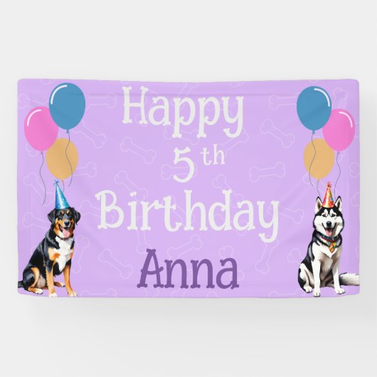 Personalisierter Welpenhund Geburtstagskind Banner (Horizontal)