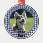 Personalisierter Welpenhund Weihnachts-Foto Ornament Aus Metall (Vorne)