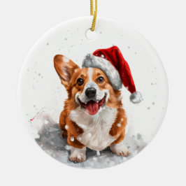 Personalisierter Welsh Corgi Hund Weihnachten Keramik Ornament
