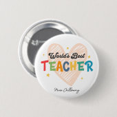 Personalisierter Weltbester Lehrer Button (Vorne & Hinten)