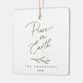 Personalisierter Weltfrieden Foto Weihnachten Keramikornament (Links)