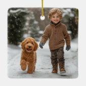 Personalisierter Weltfrieden Foto Weihnachten Keramikornament (Rückseite)