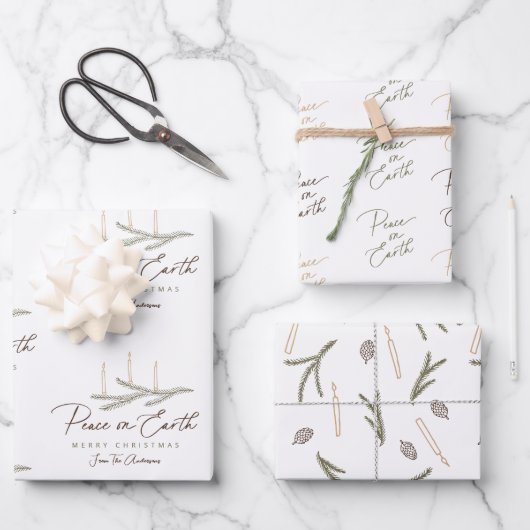 Personalisierter Weltfrieden Weihnachten Geschenkpapier Set (Vorderseite)