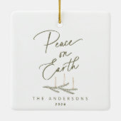 Personalisierter Weltfrieden Weihnachten Keramikornament (Rückseite)