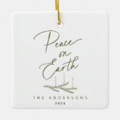 Personalisierter Weltfrieden Weihnachten Keramikornament (Vorderseite)