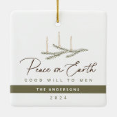 Personalisierter Weltfrieden Weihnachten Keramikornament (Rückseite)