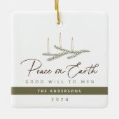 Personalisierter Weltfrieden Weihnachten Keramikornament (Vorderseite)