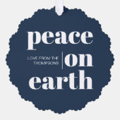 Personalisierter Weltfrieden Weihnachten Minimalis Ornament Karte (Vorderseite)