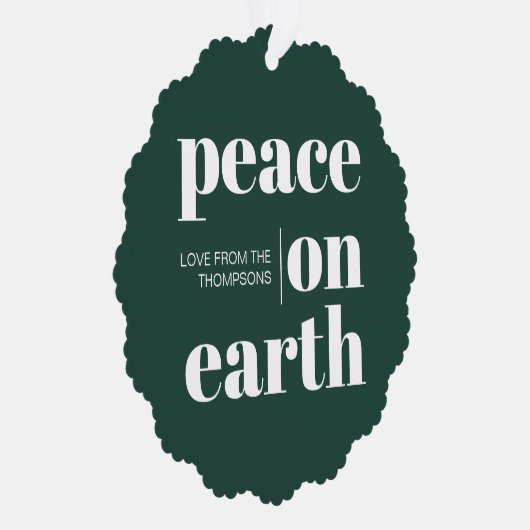 Personalisierter Weltfrieden Weihnachten Minimalis Ornament Karte (Rechts)
