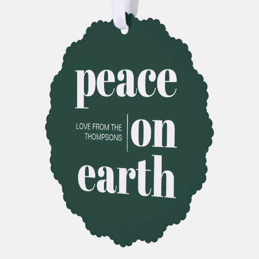 Personalisierter Weltfrieden Weihnachten Minimalis Ornament Karte (Links)