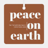 Personalisierter Weltfrieden Weihnachten Modernes  Ornament Aus Metall (Vorderseite)