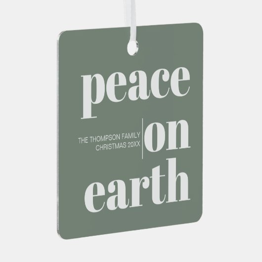 Personalisierter Weltfrieden Weihnachten Modernes Ornament Aus Metall (Vorderseite Rechts)