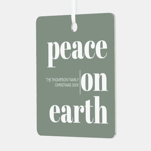 Personalisierter Weltfrieden Weihnachten Modernes Ornament Aus Metall (Vorderseite links)