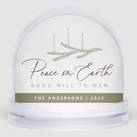 Personalisierter Weltfrieden Weihnachten Schneekugeln (Vorderseite)