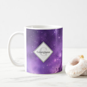Personalisierter Weltraum Lila Galaxie Mit Monogra Kaffeetasse