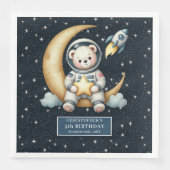 Personalisierter Weltraumbär Napkins für Junge Par Serviette (Vorderseite)