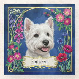 Personalisierter West Highland Dog Blue Untersetze Glasuntersetzer