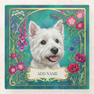 Personalisierter West Highland Dog Teal Untersetze Glasuntersetzer