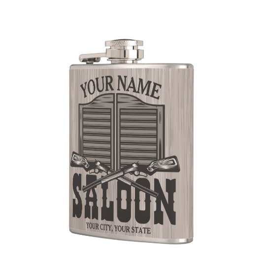 Personalisierter Western Rifle Guns Old Saloon Bar Flachmann (Links)