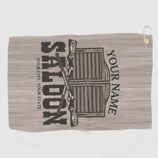 Personalisierter Western Rifle Guns Old Saloon Bar Golfhandtuch (Horizontal)