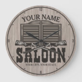 Personalisierter Western Rifle Guns Old Saloon Bar Große Wanduhr (Vorderseite)