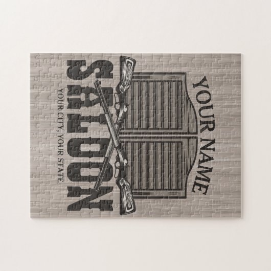 Personalisierter Western Rifle Guns Old Saloon Bar Puzzle (Horizontal)