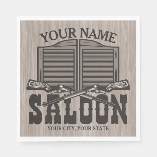Personalisierter Western Rifle Guns Old Saloon Bar Serviette (Vorderseite)