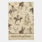Personalisierter Western Rodeo Cowboy Cowgirl Geschirrtuch (Vertikal)