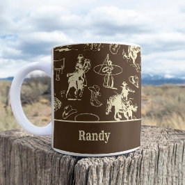 Personalisierter Western Rodeo Cowboy Dark Brown Kaffeetasse