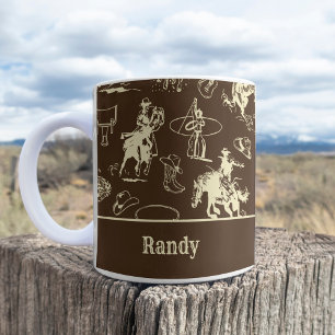 Personalisierter Western-Rodeo-Cowboy-Dunkelbraun Kaffeetasse