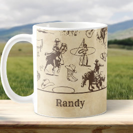 Personalisierter Western Rodeo Cowboy Kaffeetasse