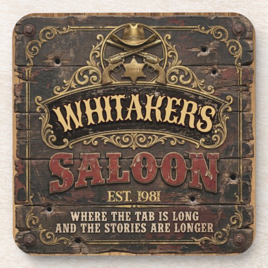 Personalisierter Western-Saloon Rustikaler Männerh Getränkeuntersetzer (Vorderseite)