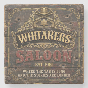 Personalisierter Western-Saloon Rustikaler Männerh Steinuntersetzer