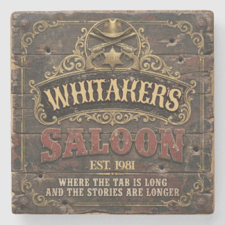 Personalisierter Western-Saloon Rustikaler Männerh Steinuntersetzer