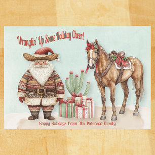 Personalisierter Western Santa Feiertagskarte