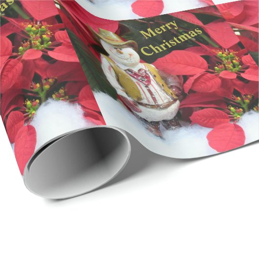 Personalisierter Western Snowman's Wrapping Paper Geschenkpapier (Rolleneckpunkt)