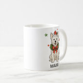 Personalisierter Westie-Weihnachtskranz Kaffeetasse (VorderseiteRechts)