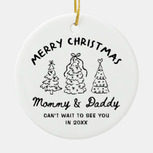Personalisierter Whimsical-Baby-Ankündigungs-Schmu Keramik Ornament