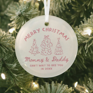 Personalisierter Whimsical Baby-Ankündigungs-Schmu Ornament Aus Glas
